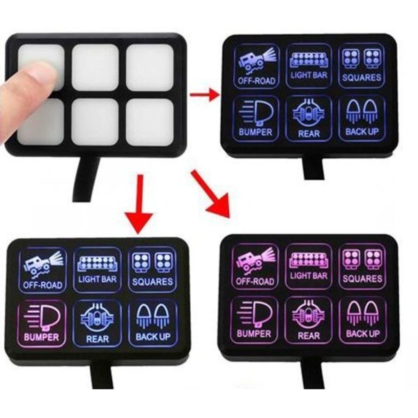 Race Sport 6-Gang Auxiliary Switch Panel with Multi-Choice button pad label kit RS6GASP